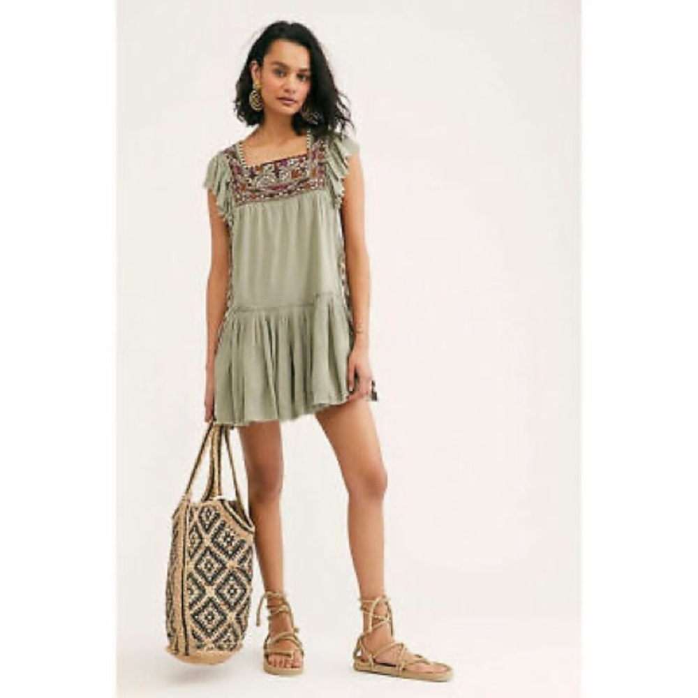 Free People Day Glow Dress Spanish Moss Boho